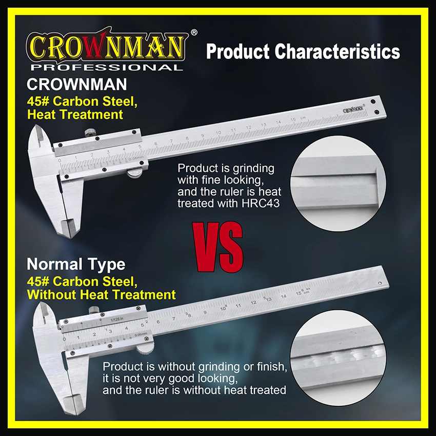 Crownman Vernier Calipers with Carbon Steel Material for Measuring Use