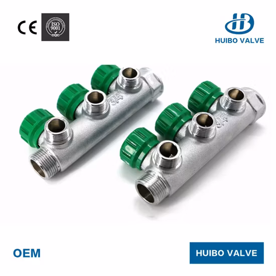 Verteiler aus vernickeltem Messing mit Pex-Anschluss